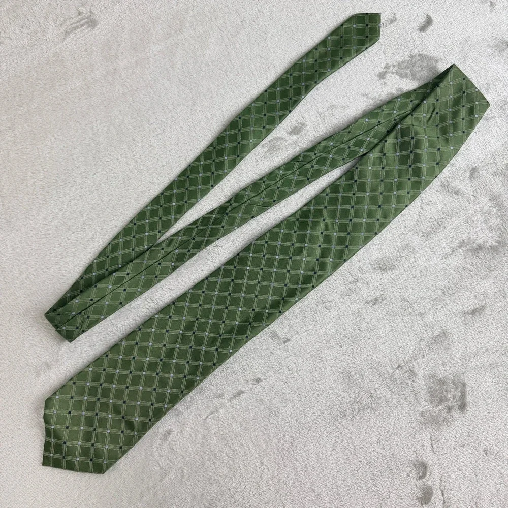 Nautica Mens Green‎ Plaid Check Silk Necktie